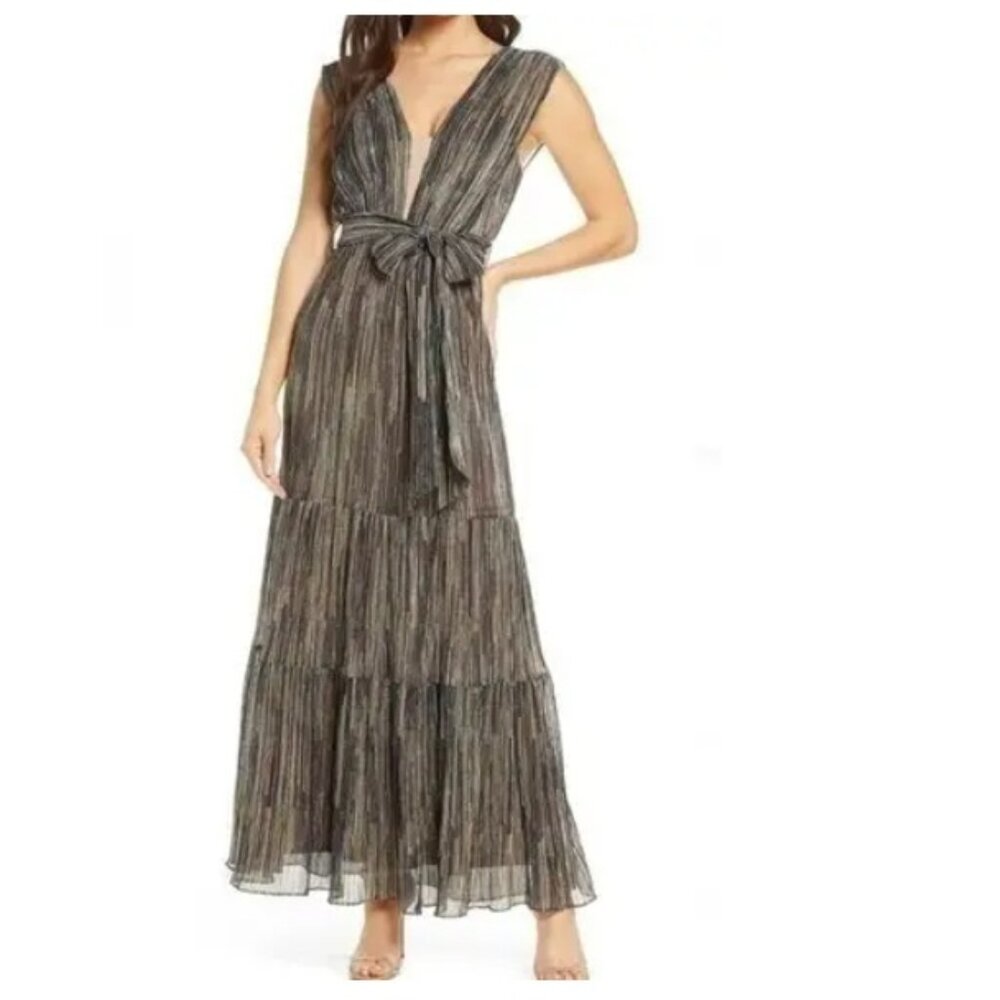 HARLYN Metallic Rainbow Maxi Dress